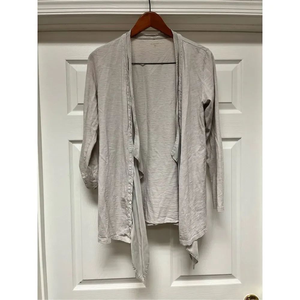 Garnet Hill Pale Gray Waterfall Silk Cardigan sz S